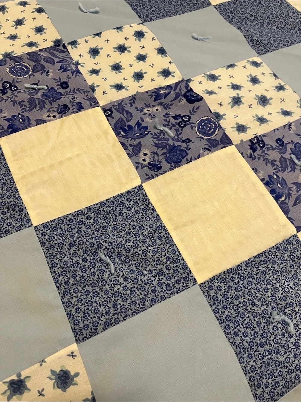 Blue and Cream Patchwork Quilt - Home Bedding
